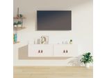 The Living Store Armadi A Muro 2 Pz. Bianco 60X30X30 Cm In Legno Di Pino Massiccio