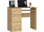 Scrivania A-6 In Rovere Artisan Sinistra Con Ripiano Estraibile Per Tastiera E 3 Cassetti