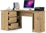 Tavolo Ad Angolo B20 155 Cm Sinistro Rovere Artisan Con 3 Cassetti Per Ufficio Domestico E Stanza Dei Bambini