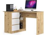 Scrivania Angolare B16 Clp Sinistra Oak Artisan Bianco Con Ripostiglio E Piano In Laminato Resistente