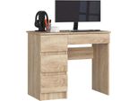 Scrivania L In Rovere Sonoma Con 4 Cassetti E Spazio Di Archiviazione Per Ufficio E Camera Dei Giovani