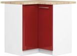 Armadio Angolare Oliwia S90/90 In Bianco E Rosso Lucido Per Cucina Con Ante Pieghevoli E 2 Ripiani