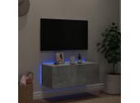 Pensile Tv Con Luci Led Grigio Cemento 80X35X31 Cm