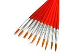 Pennelli Per Pittura - Set Di 10 - A Punta - Pennelli - Pennelli - Pittura - Pennelli - Pittura - Pennelli - A Punta - Rosso