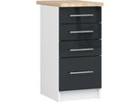Armadio Da Cucina Oliwia S40 SZ4 Bianco Grafite Lucido Con 4 Cassetti E Piano Di Lavoro 40X60 Cm