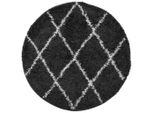 Vidaxl Tappeto Shaggy Pamplona A Pelo Alto Moderno Nero Crema Ø 160 Cm