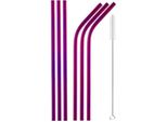 Cannucce In Metallo/Acciaio Inossidabile - Cannucce In Metallo - Cocktail - Bevande - Eco-Friendly E Sostenibile - Set Di 6 Cannucce + Spazzola Per La Pulizia - Viola