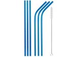 Cannucce In Metallo/Acciaio Inossidabile - Cannucce In Metallo - Cocktail - Bevande - Eco-Friendly E Sostenibile - Set Di 6 Cannucce + Spazzola Per La Pulizia - Blu