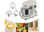 Küchenmaschinen 1500W Knetmaschine Teigmaschine Küchenmixer mit LCD-Display(Weiß)