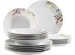 Teller-Set MÄSER HERBAL GARDEN, Geschirr-Set, Porzellan, weiß, 18 Stk., Porzellan, Geschirr-Sets