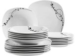 Teller-Set MÄSER LONDRA, Geschirr-Set, Porzellan, weiß, 18 Stk., Porzellan, Geschirr-Sets