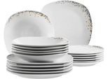 Teller-Set MÄSER SPACE DUST, Geschirr Set, Porzellan, weiß, 18 Stk., Porzellan, Geschirr-Sets