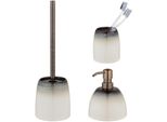 Badaccessoire-Set "»Osteto«", Beige, GläNzend, Edelstahl, Keramik, SchÖNer WOHNEN-KOLLEKTION, Badaccessoires-Sets, Aus Keramik, Mit Zahnputzbecher, Seifenspender Und Wc-Garnitur