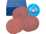 Pferd Tools Set Di Dischi In Fibra 10 Pezzi In Corindone 125 Mm A36, 60, 80 Con Platorello Gt Universale