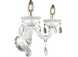 Globo Lighting Applique In Metallo Bianco, Vetro, Cristalli K5 Chiari, Lxh: 580X360Mm, Al: 280Mm, Escl. 2X E14 40W 230V
