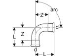 Geberit 20111 Mapress Curva Acciaio Al Carbonio 90Gr D108