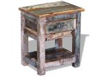 Tavolino Con 1 Cassetto In Legno Massiccio Di Recupero 43X33X51 Cm