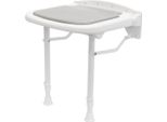 Alberts 140366 Sedile Imbottito Con Piedini Di Appoggio, Regolabile In Altezza, In Plastica, Bianco Con Rivestimento Grigio, 380 X 370 Mm