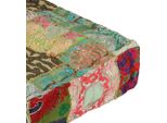 Pouf Patchwork Quadrato In Cotone Fatto A Mano 50×50×12 Cm Verde
