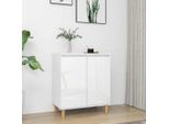 Vidaxl Credenza Con Gambe In Legno Massiccio Bianco Lucido 60X35X70 Cm