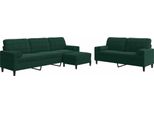Vidaxl Set Di Divani A 3 Pezzi Con Cuscini E Imbottiture In Velluto Verde Scuro