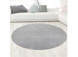 Tappeto Shaggy A Pelo Alto Lavabile Antiscivolo Grigio Dimensioni - 120 Cm Rotondo