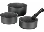 Set Di 3 Pentole Grigie Opache Da 16-18-20 Cm + 1 Manico Rimovibile - Tutti I Tipi Di Piano Cottura, Compresa L'induzione