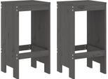 Sgabello Da Bar 2 Pz. Grigio 40X36X75 Cm In Legno Di Pino Massiccio