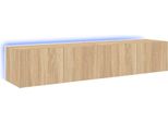 Pensili Tv Con Luci Led 2 Pz. Rovere Sonoma 80X35X31Cm