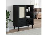 Vidaxl Credenza Senja Rattan Look Nero 90X40X112 Cm Legno Di Pino