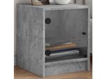 Comodini Con Ante In Vetro 2 Pz. Grigio Cemento 35X37X42 Cm