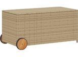 Vidaxl Cassapanca Da Giardino Con Rotelle Beige 190L Poly Rattan