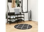 Vidaxl Tappeto Shaggy Pamplona A Pelo Alto Moderno Nero Crema Ø 80 Cm