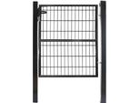 Cancello Da Giardino Sessamen-Lp Antracite Cancello Da Giardino In Acciaio Zincato Cancello Da Giardino Incl. Palo E Porta Con Serratura, Recinzione Da Giardino, Porta Per Recinzione (125*100Cm)