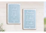 Gilde Schild, Rechteckig, "Living"", Spruch, Gepunktet, Gestreift, Metall, Blau, Ve 6, 2 StüCk Wie Abgebildet,, B. 19 Cm, H. 30 Cm 51834"