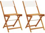 Vidaxl Sedie Da Bistrot 2 Pz. Legno Massiccio Bianco Crema, Acacia E Tessuto