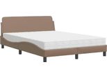 Vidaxl Letto Con Materasso "Dover"" Cappuccino-Marrone 140X200 Cm In Pelle Finta"