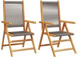 Vidaxl Sedie Da Giardino 2 Pz. Legno Massiccio Grigio Di Acacia E Polipropilene