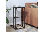 Tavolino Con Piano In Vetro Nero 40X30X61,5 Cm In Acciaio