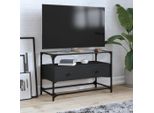 Mobile Tv Con Piano In Vetro Nero 80X35X51 Cm Materiale In Legno