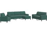 Vidaxl Set Di Divani A 4 Pezzi Con Cuscini E Imbottiture In Velluto Verde Scuro