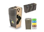 Set Di 3 Bidoni Per La Raccolta Differenziata - Set Di Bidoni Per La Raccolta Differenziata 3X35L In Colore Grigio Pietra Per L'impilamento Compatto, Modulare E Leggero Semplice Differenziazione Dei Rifiuti Domestici Plastica
