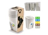 Set Di 3 Bidoni Per La Raccolta Differenziata - Set Di Bidoni Per La Raccolta Differenziata 3X35L In Bianco Colore Bianco Cenere Per L'impilamento Compatto, Modulare E Leggero Semplice Differenziazione Dei Rifiuti Domestici Plastica