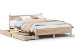 Vidaxl Letto In Legno Massiccio Senza Materasso 140X200 Cm In Legno Di Pino