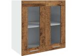 Vidaxl Pensile Da Cucina Lyon Con Ante In Vetro, Effetto Legno Antico 60X31X60 Cm