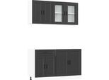 Vidaxl Set Di Armadietti Da Cucina 4 Pezzi Porto In Legno Nero