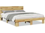 Vidaxl Letto In Legno Massiccio Con Testiera Senza Materasso 140X200 Cm In Legno Di Quercia