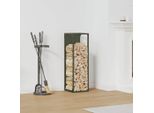 Vidaxl Porta Legna Verde Oliva 25X25X80 Cm Acciaio Laminato A Freddo