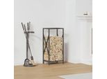 Vidaxl Porta Legna Nero 34X25X70 Cm Acciaio Laminato A Freddo