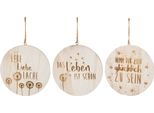 Gilde HäNger, "Lebe Liebe Lache"", Spruch, Holz, Naturfarben, Ve 9, 3 StüCk Wie Abgebildet,, H. 37 Cm, D. 24 Cm 44422"